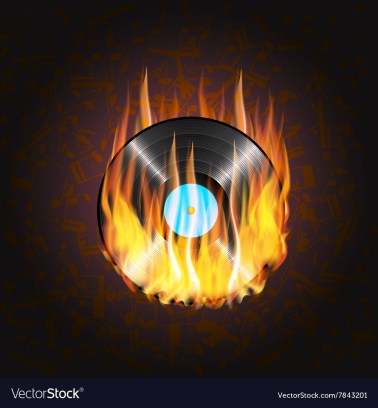 vinyl-record-on-fire-a-background-of-musical-vector-7843201